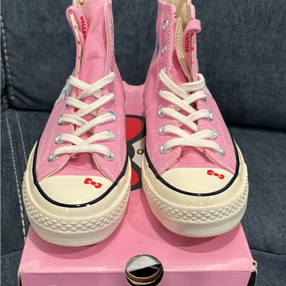 Pink High-Top Sneakers with White Laces